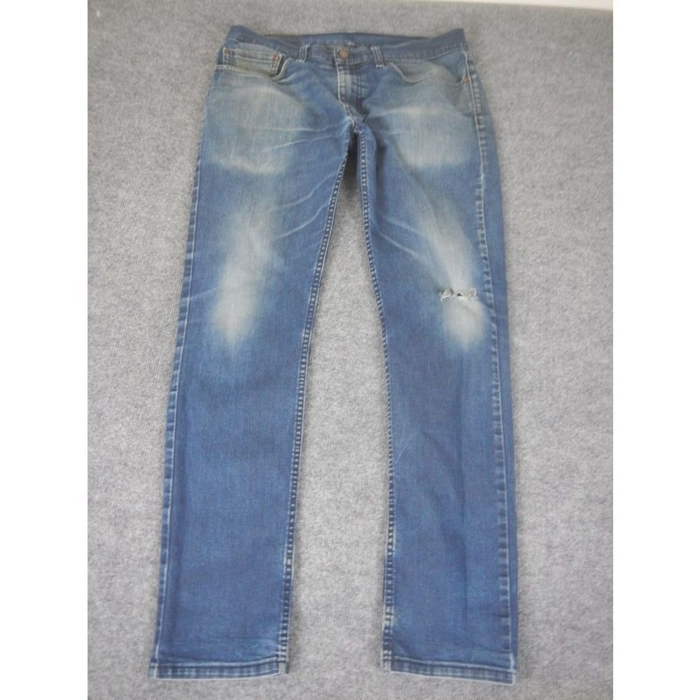 Levi's 511 Jeans Men's 34x34 Straight Leg Blue Distressed‎ Medium Wash Fade*